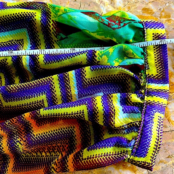 🌈EUC LE ElliottLauren BohemianStyleFabulousColors. SheerPuffySleevesCurved Hem - Picture 11 of 11